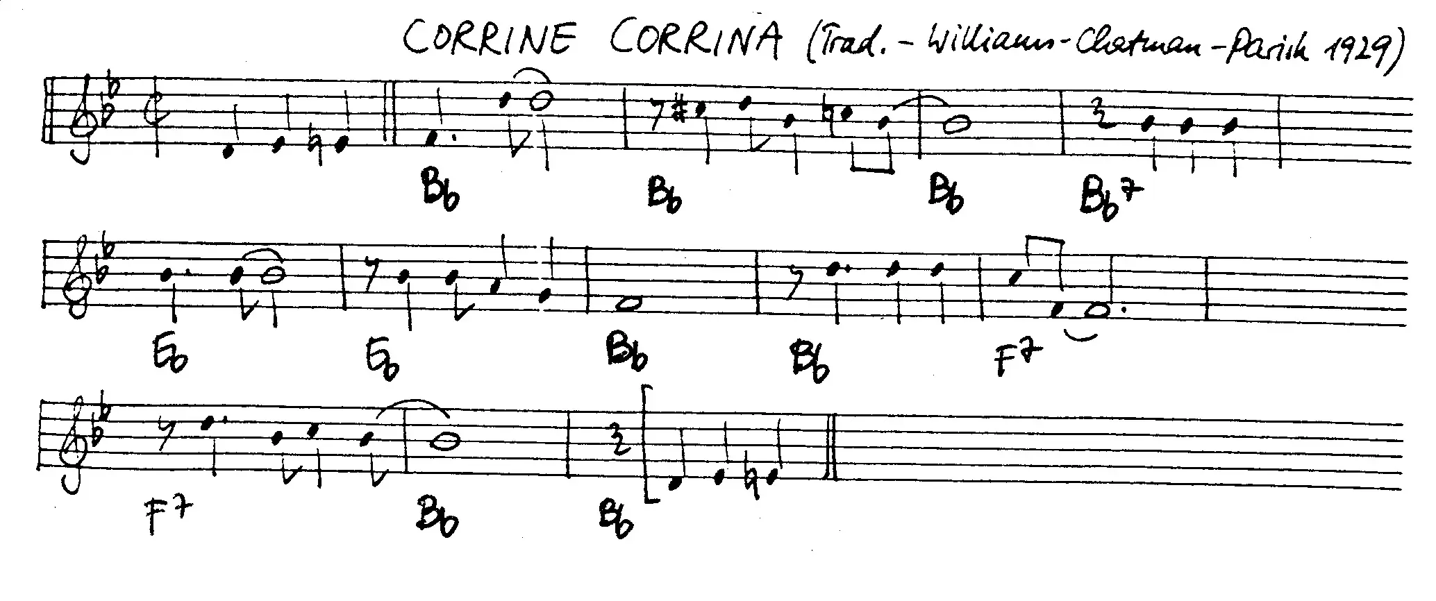 corinne corinna free jazz leadsheet - Courtesy of the Jungle Jazz Band